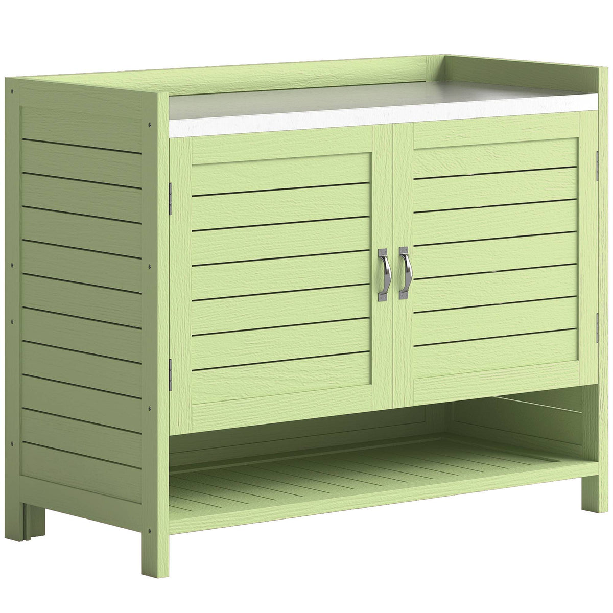 Outdoor Wooden Potting Bench with Storage, Green, 88x40x70.5 cm