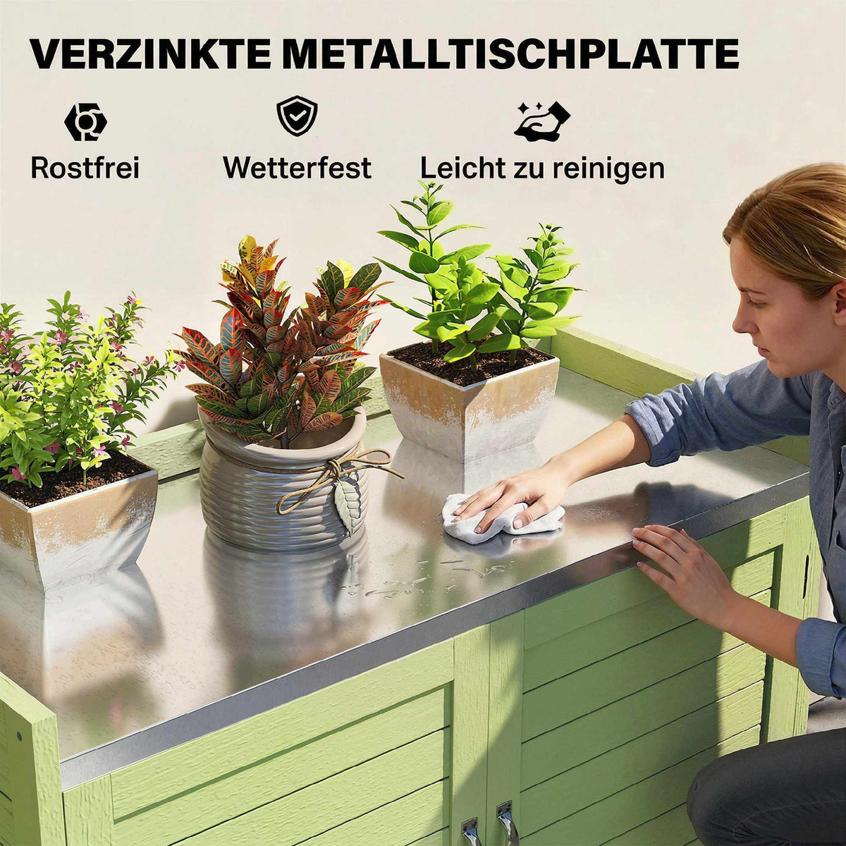 Outdoor Wooden Potting Bench with Storage, Green, 88x40x70.5 cm