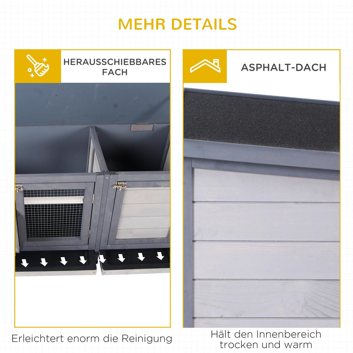 Outdoor Wooden Rabbit Hutch with Asphalt Roof, 112x50x54 cm