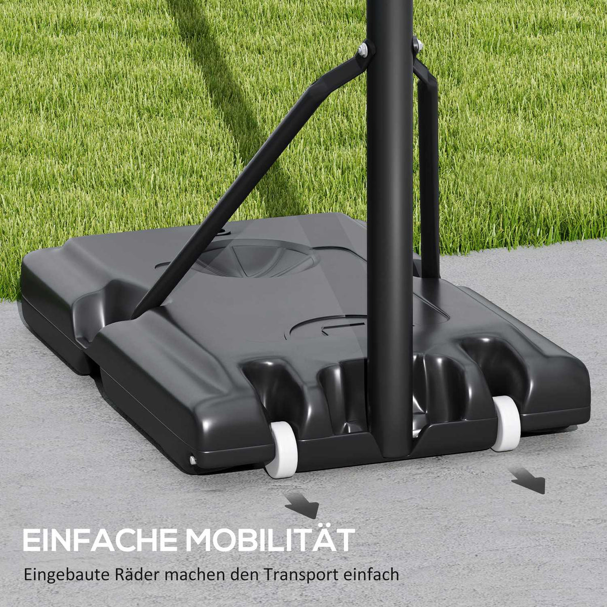 Outdoor basketball hoop, adjustable basket height 230-305 cm, basketball stand with 110 x 75 cm shatterproof back wall with wheels, spring-loaded basket, weight for adults