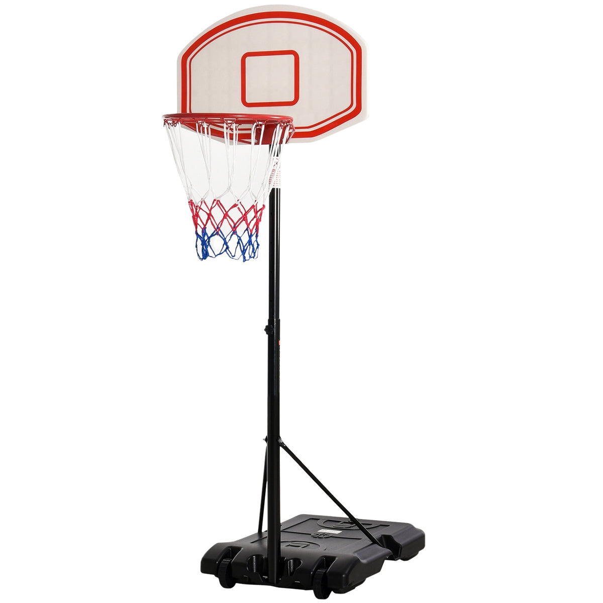 Outdoor basketball hoop adjustable portable height adjustable basket 212-250 cm base with wheels metal posts black white |