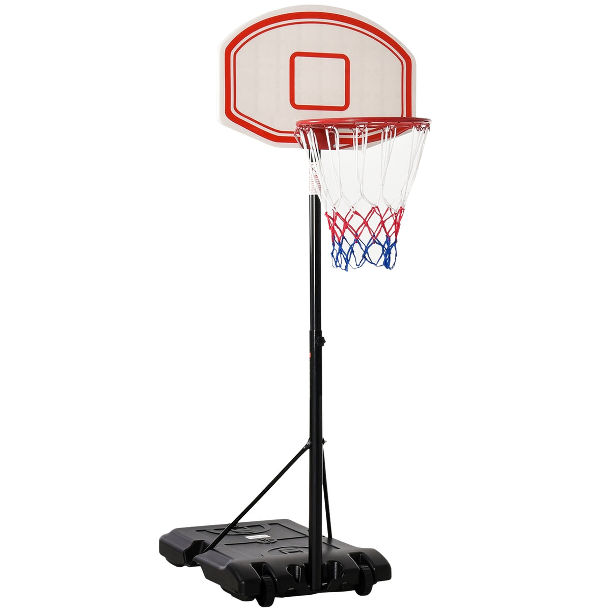 Outdoor basketball hoop adjustable portable height adjustable basket 212-250 cm base with wheels metal posts black white |
