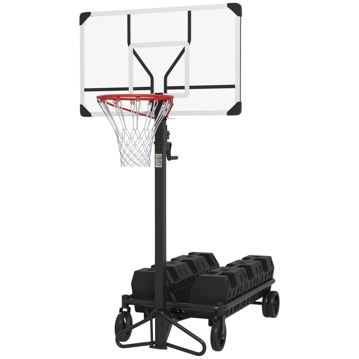 Outdoor basketball hoop with stand, 130-310 cm height adjustable, basketball stand, basketball system base with wheels