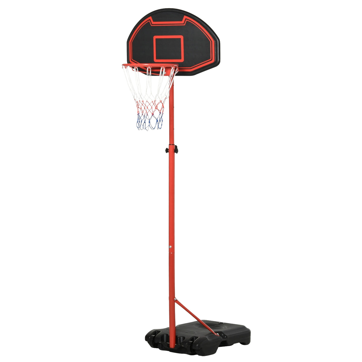 Outdoor basketball hoop with stand, 194-249 cm height adjustable basketball stand with wheels, basketball system stand