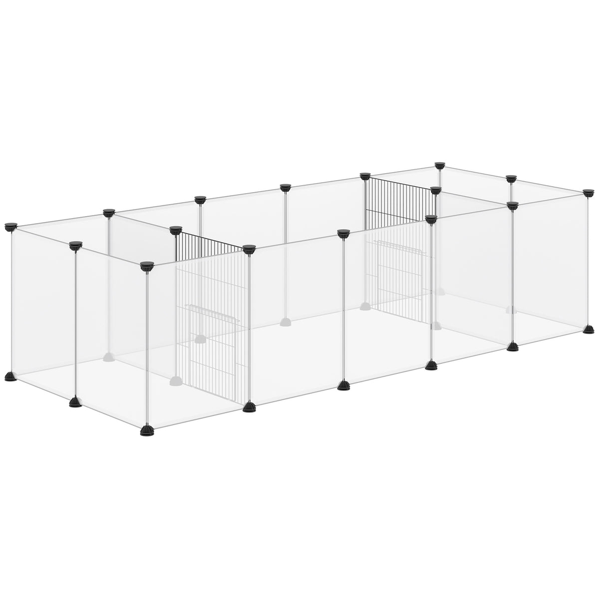 Outdoor enclosure, DIY small animal enclosure, guinea pig enclosure, expandable run for small animals, with 18 panels, steel, PP, white