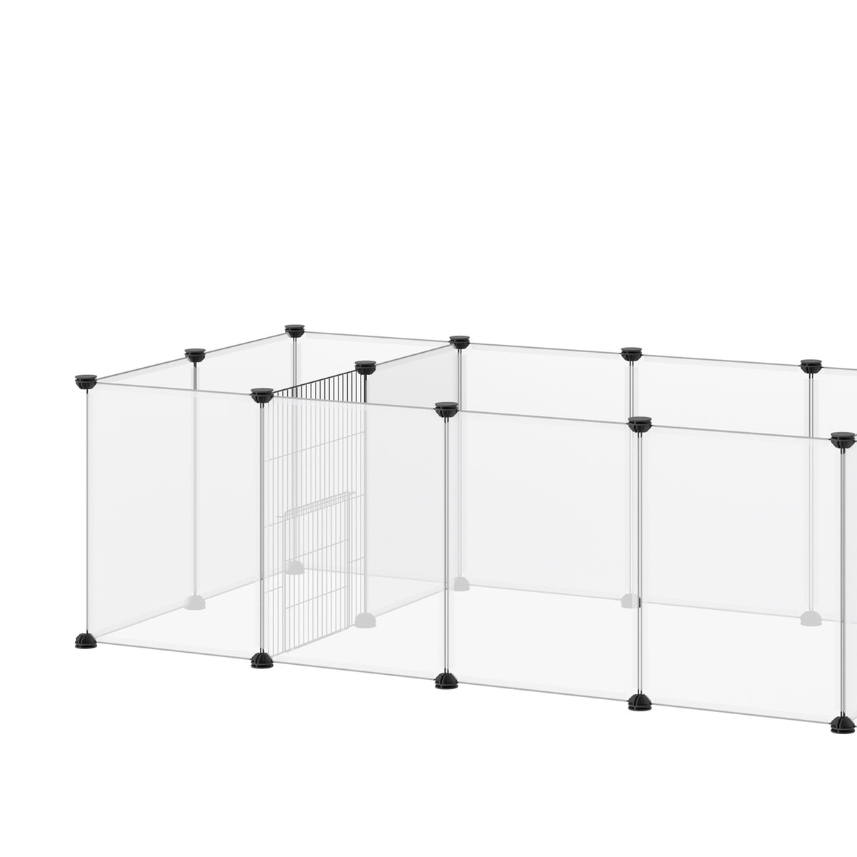 Outdoor enclosure, DIY small animal enclosure, guinea pig enclosure, expandable run for small animals, with 18 panels, steel, PP, white