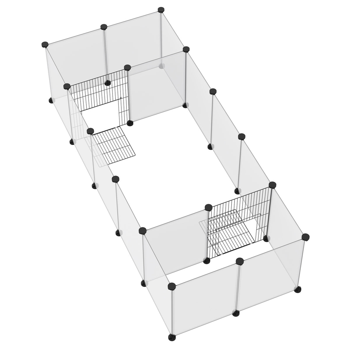 Outdoor enclosure, DIY small animal enclosure, guinea pig enclosure, expandable run for small animals, with 18 panels, steel, PP, white
