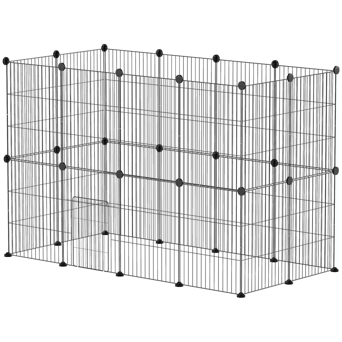 Outdoor enclosure for rabbits, small animal enclosure, guinea pig enclosure, small animal enclosure made of steel, mesh enclosure including door, indoor, 120 x 60 x 80 cm, black