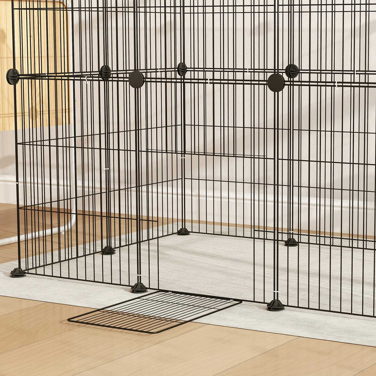 Outdoor enclosure for rabbits, small animal enclosure, guinea pig enclosure, small animal enclosure made of steel, mesh enclosure including door, indoor, 120 x 60 x 80 cm, black