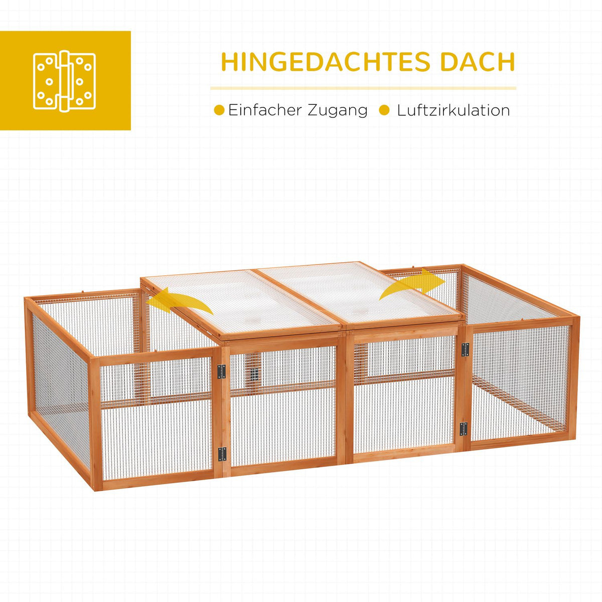 Outdoor enclosure rabbit hutch small animal fir wood natural 181x100x48cm