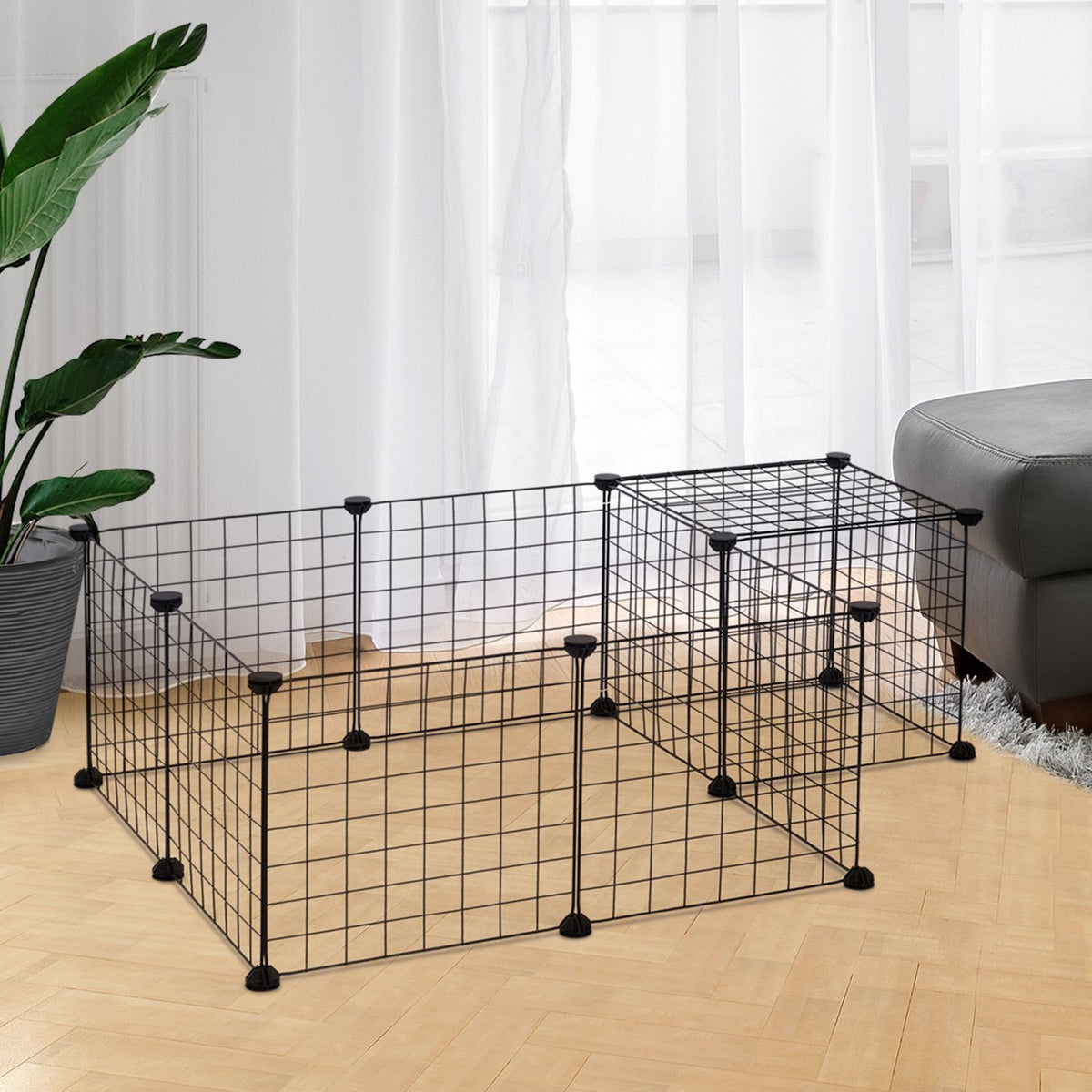 Outdoor enclosure small animal metal mesh outdoor enclosure flexible black 106x73x36cm