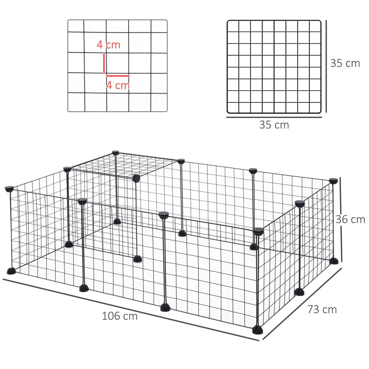 Outdoor enclosure small animal metal mesh outdoor enclosure flexible black 106x73x36cm