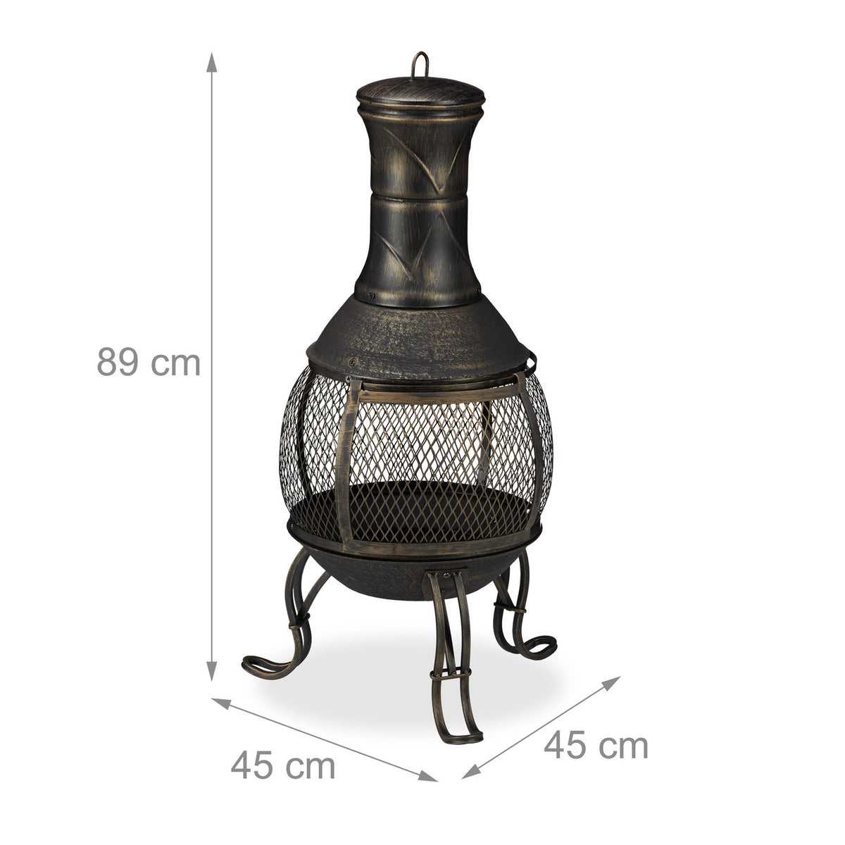 Outdoor fireplace gold-coloured