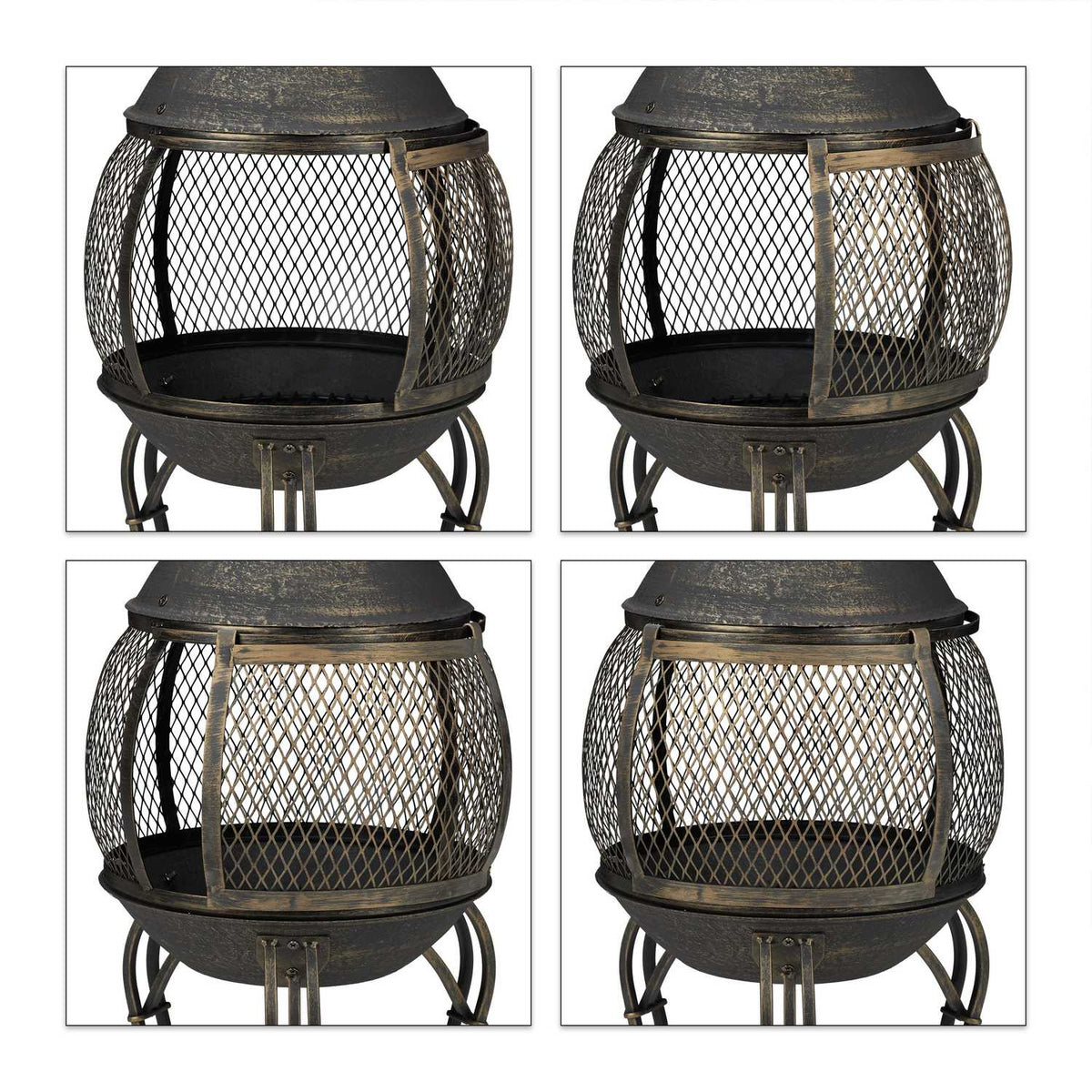 Outdoor fireplace gold-coloured