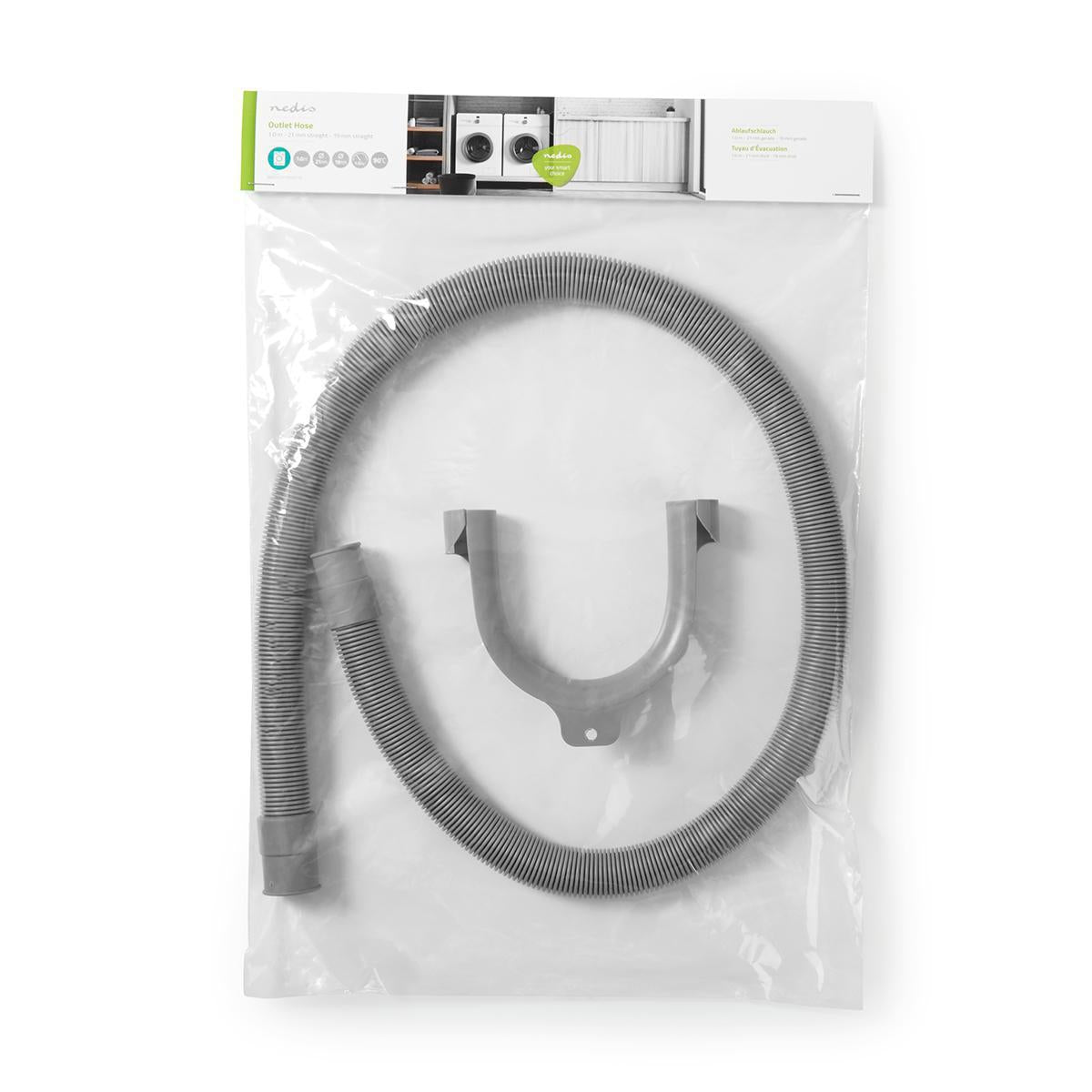 Outlet hose | 21mm | 19mm | 1.5 Bar | 90 °C | 1.00 m | Usage: Dish / Washing machine | Gray