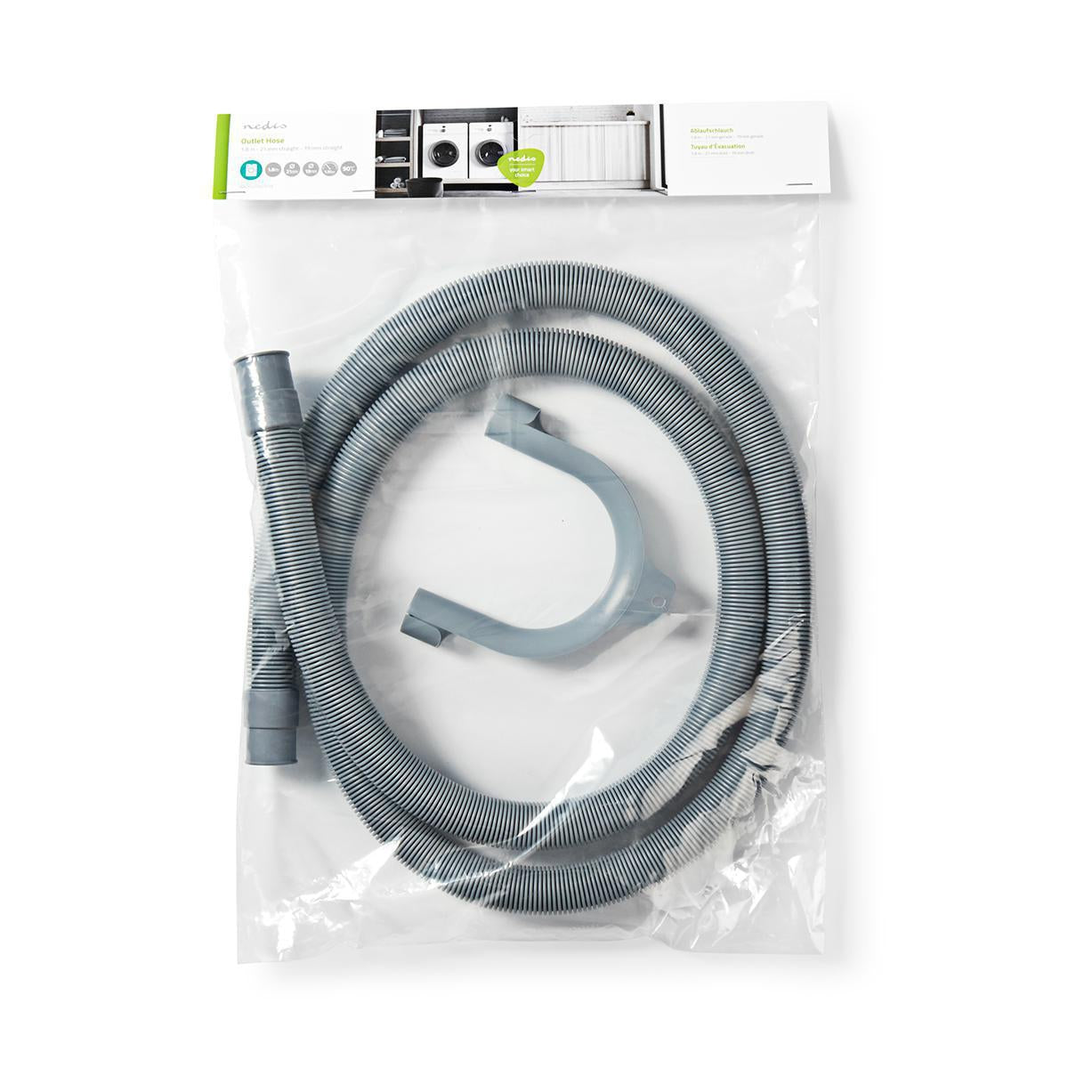 Outlet hose | 21mm | 19mm | 1.5 Bar | 90 °C | 1.80 m | Usage: Dish / Washing machine | Gray