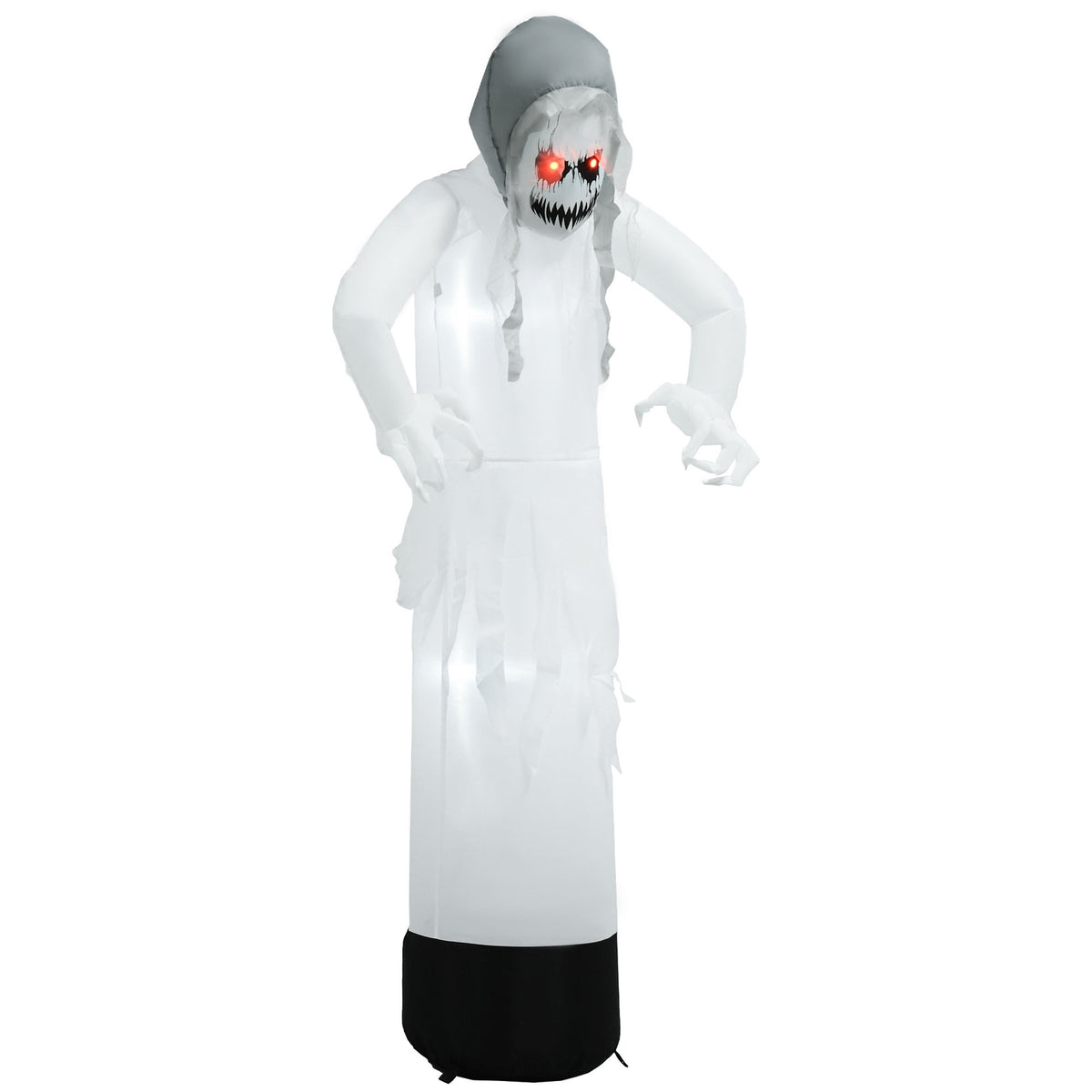 Outsuuny Ghost Witch with Red Eyes Inflatable Halloween Witch Decoration for Indoor and Outdoor Use with LED Lights 77 x 47 x 180 cm White