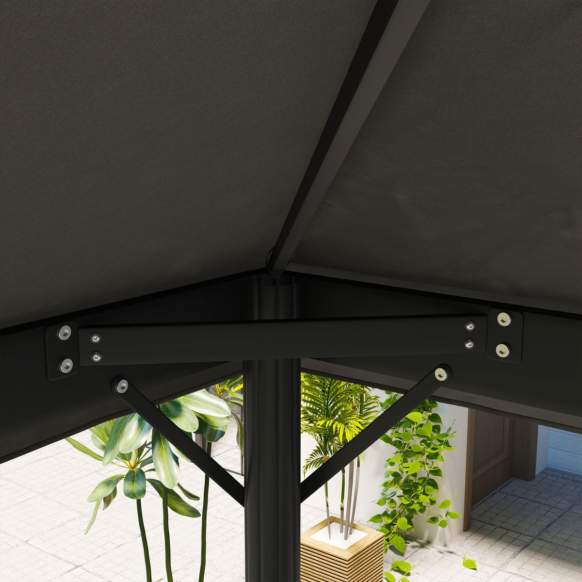 Outsuuny Replacement Roof for Gazebo 3 x 4m Waterproof Gazebo Roof Double Roof Replacement Cover for Garden Gazebo Oxford Fabric Replacement Parts 370gsm Dark Gray