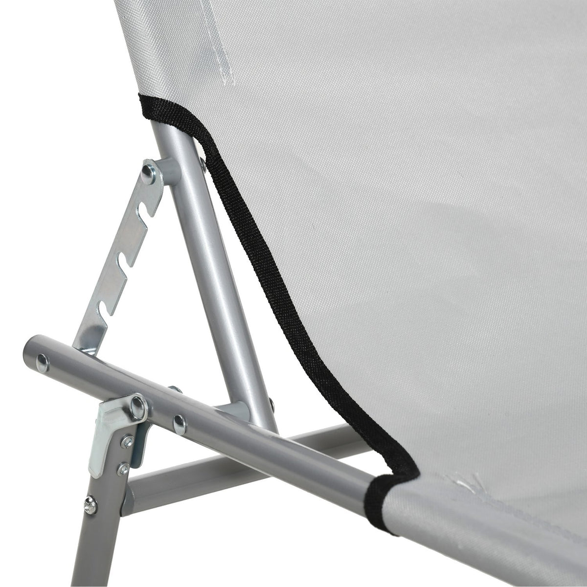 Outsuuny sun lounger folding garden lounger with roof, deck chair with 4-way adjustable backrest, weatherproof camping lounger can hold up to 120 kg, for garden beach pool, light gray