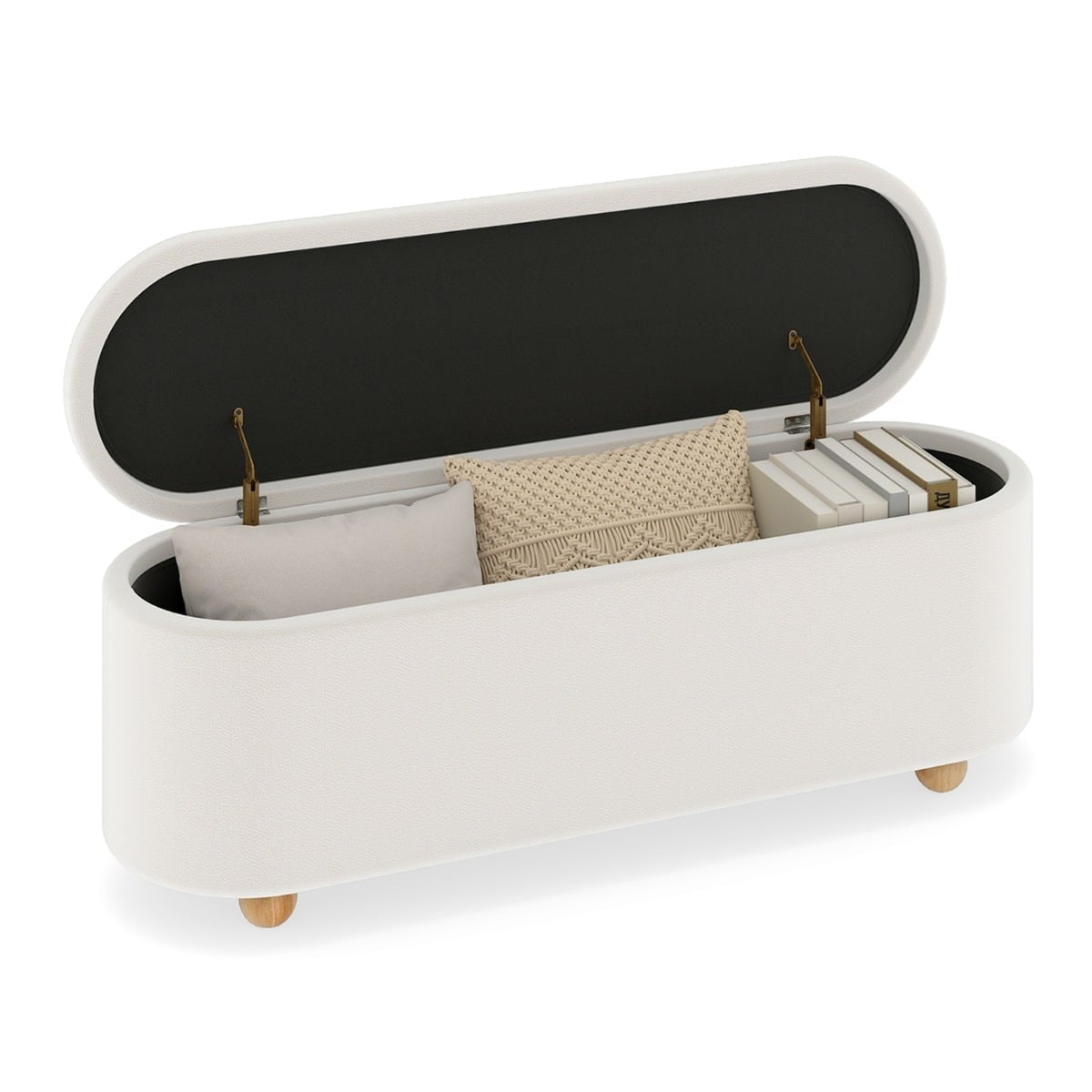 Oval Storage Bench with Hinged Lid, 150L Capacity