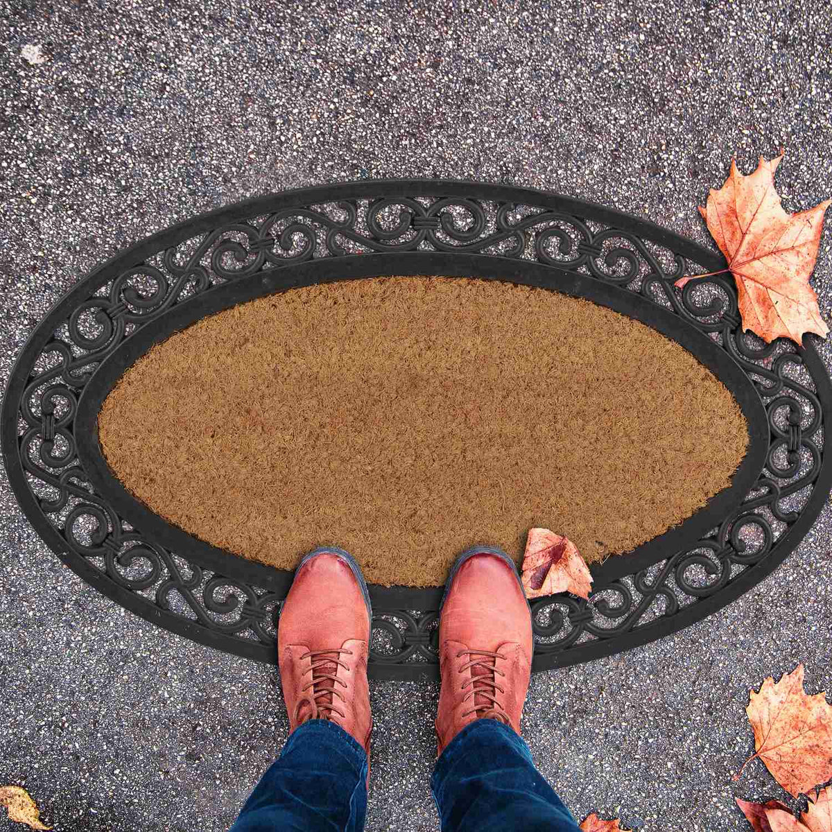 Oval doormat rubber & coconut