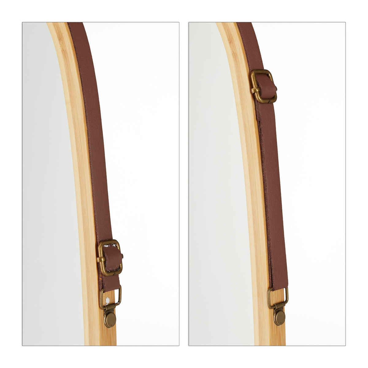 Oval mirror with strap