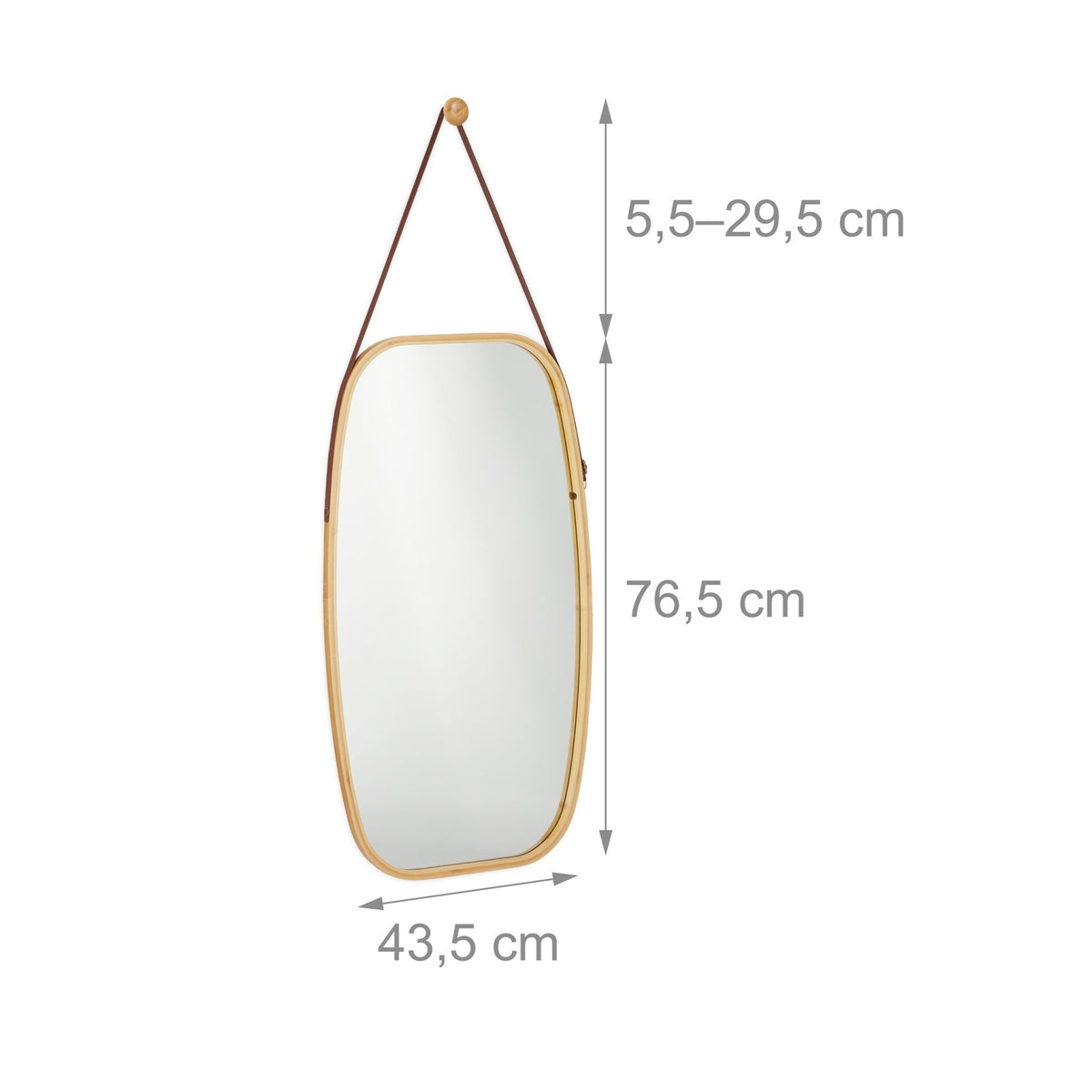 Oval mirror with strap
