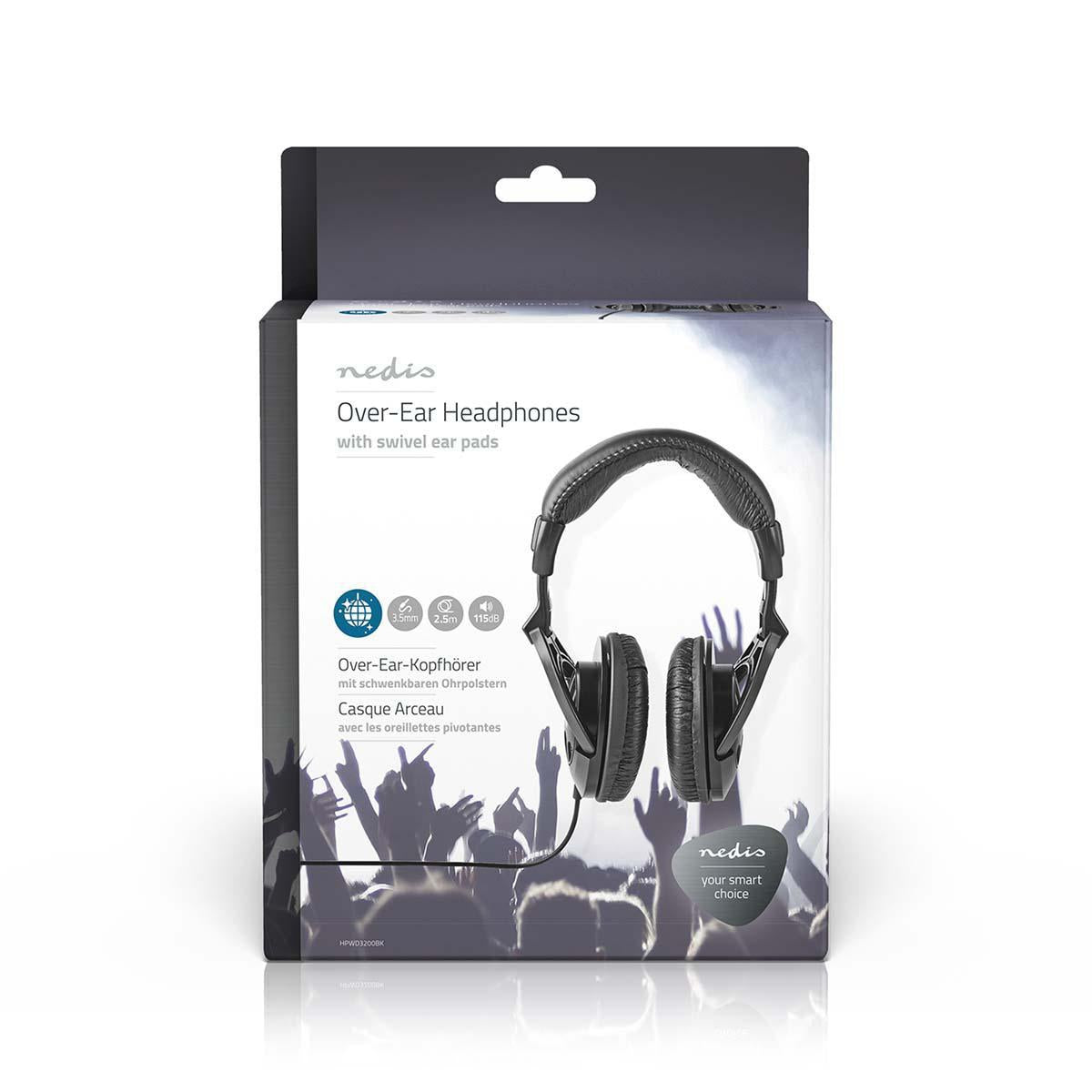 Over-Ear Wired Headphones | Cable length: 2.50 m | Volume Control | Black