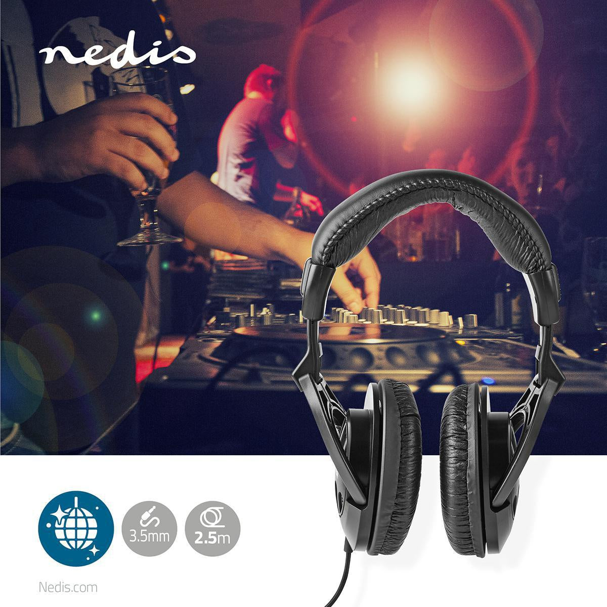 Over-Ear Wired Headphones | Cable length: 2.50 m | Volume Control | Black