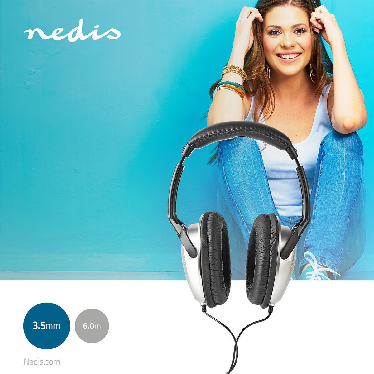 Over-Ear Wired Headphones | Cable length: 6.00 m | Volume Control | Silver / Black