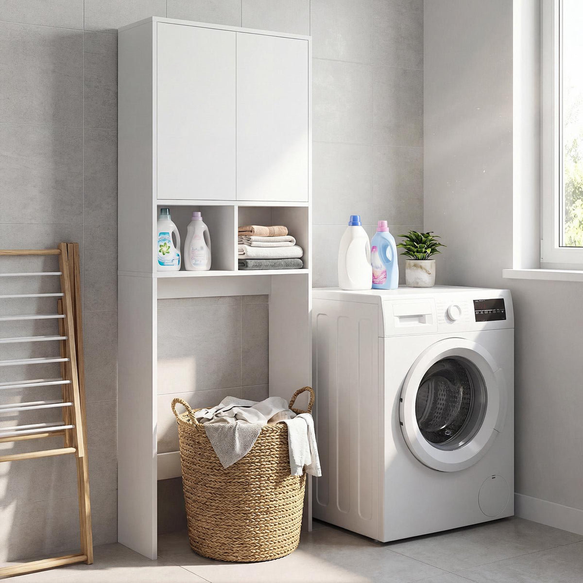 Over-The-Toilet Storage Cabinet, 2 Doors, 2 Shelves, White