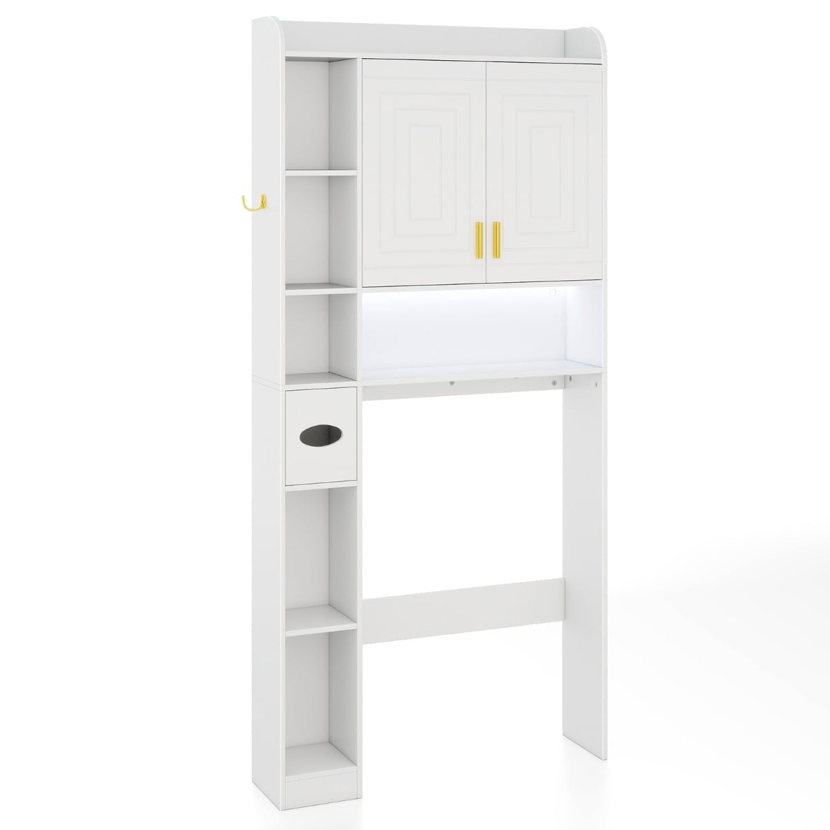 Over-Toilet Cabinet with LED Light and Adjustable Shelves