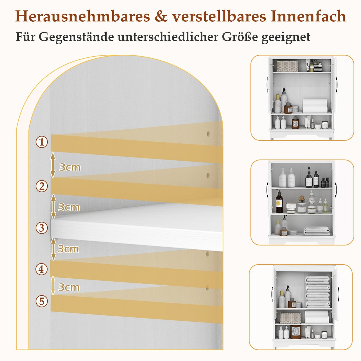 Over-Toilet Storage Cabinet, Adjustable Shelf, 168 cm