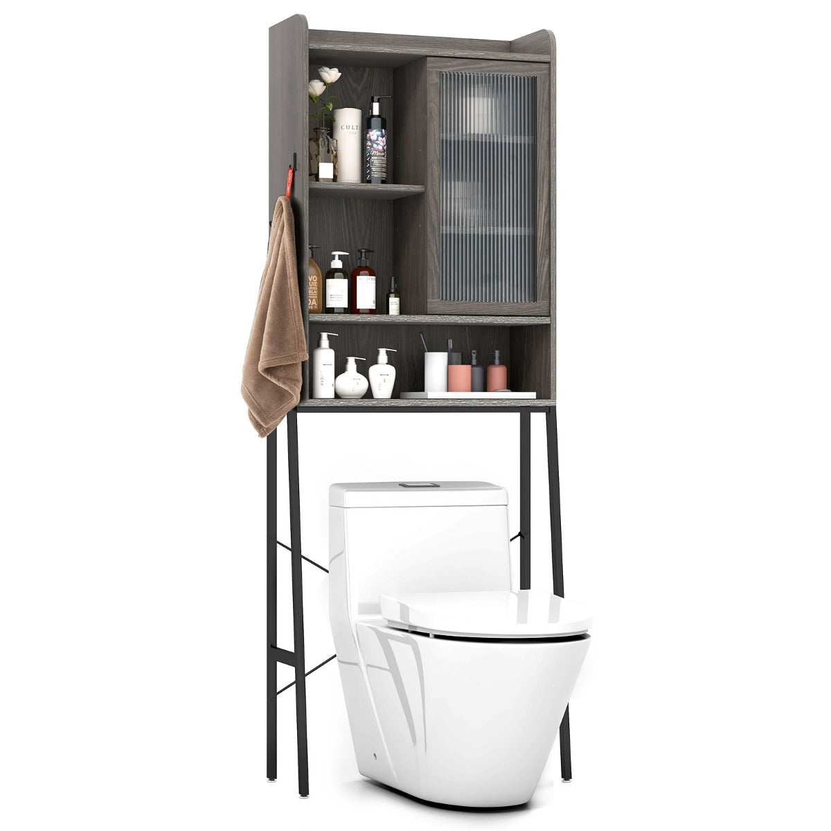 Over Toilet Storage Cabinet – Sliding Acrylic Door, Adjustable Shelves