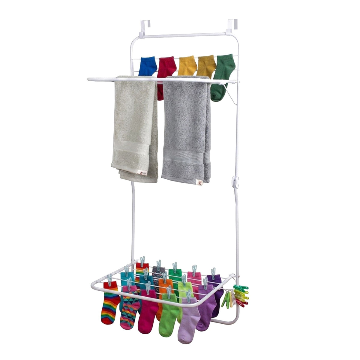 Overdoor Drying Rack, White Steel, 4.9m Drying Length