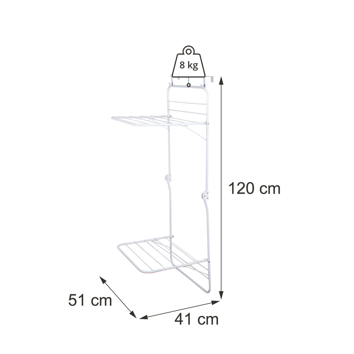 Overdoor Drying Rack, White Steel, 4.9m Drying Length