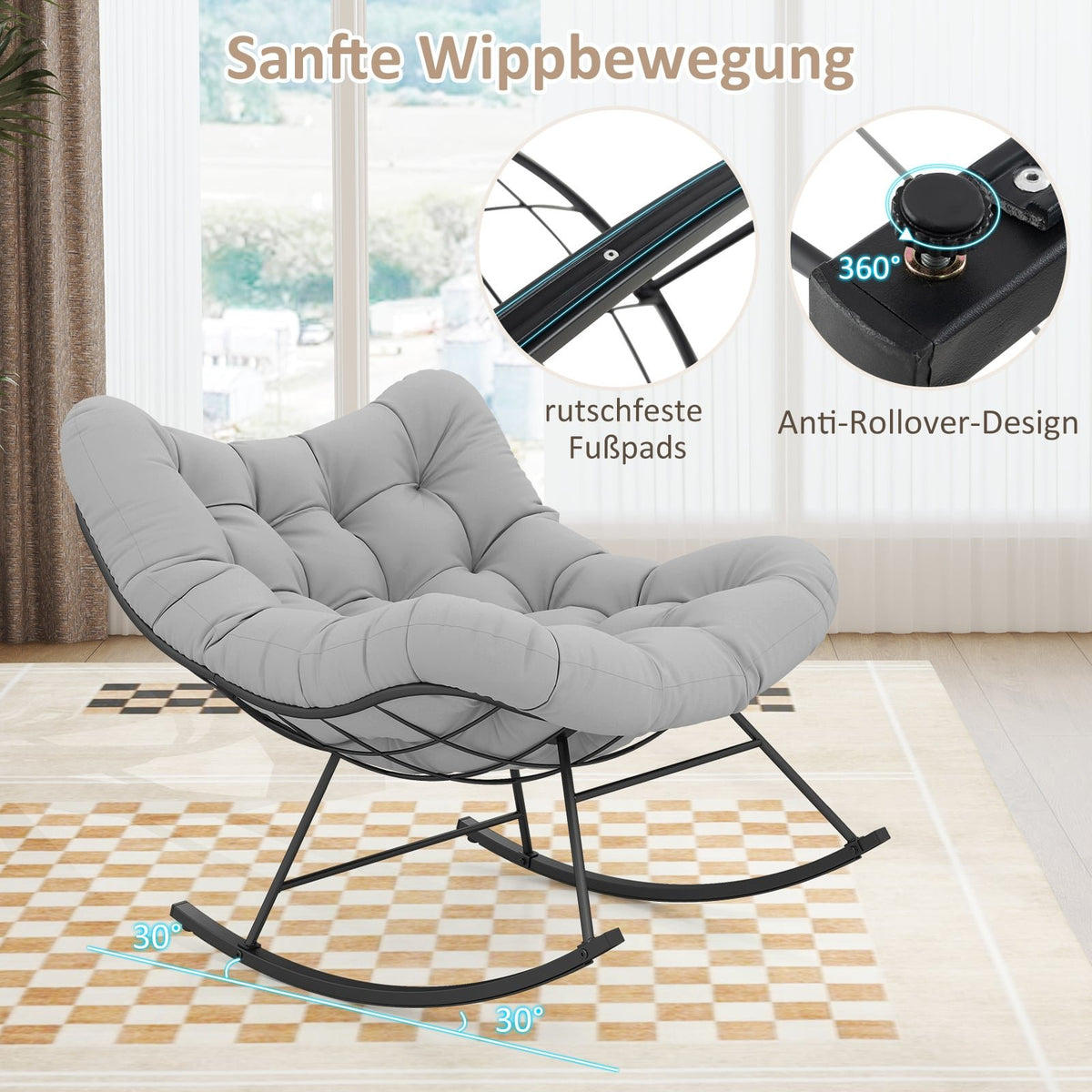 Oversized Indoor/Outdoor Rocking Chair with Cushion