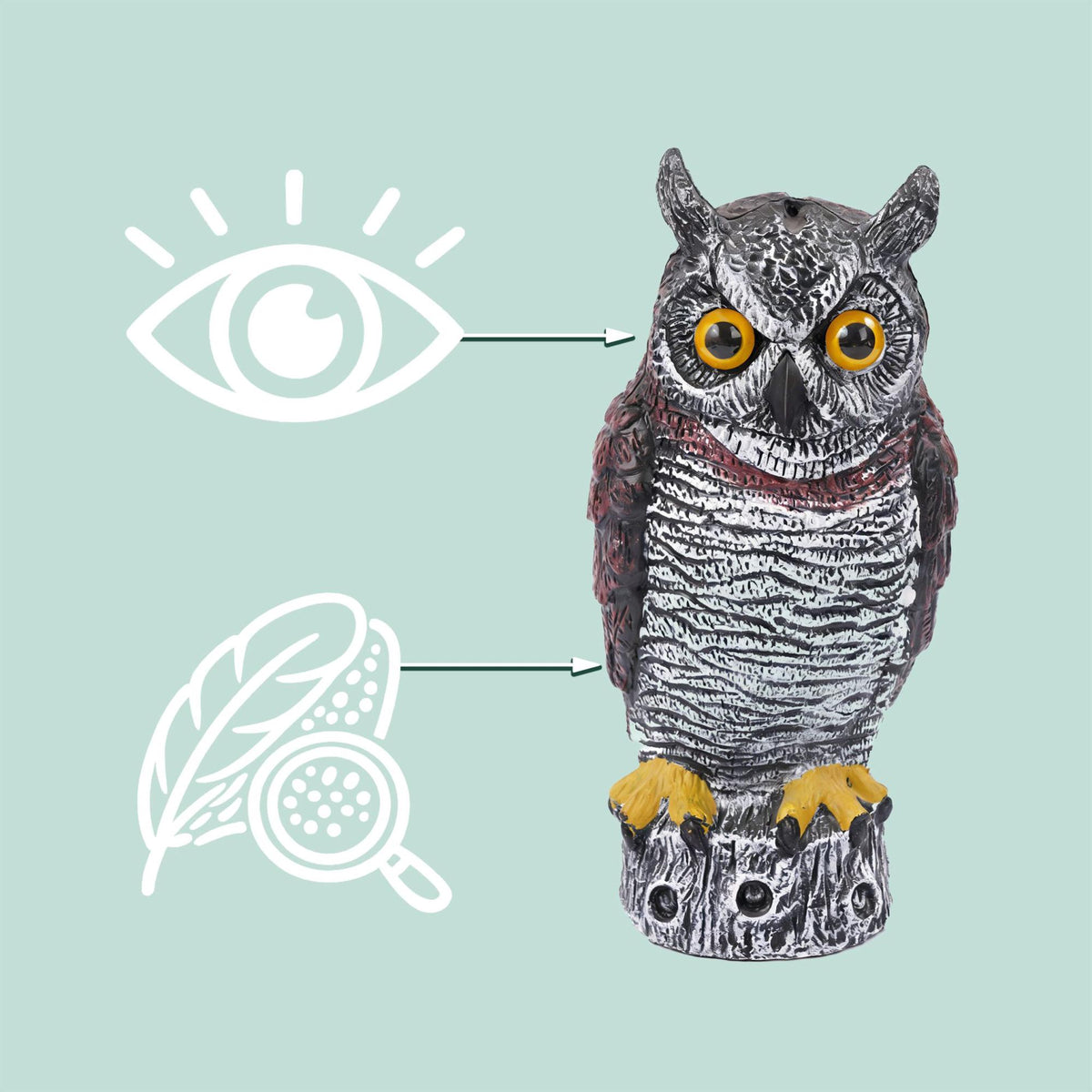 Owl Bird Deterrent Decoy, 34 cm, Realistic Design