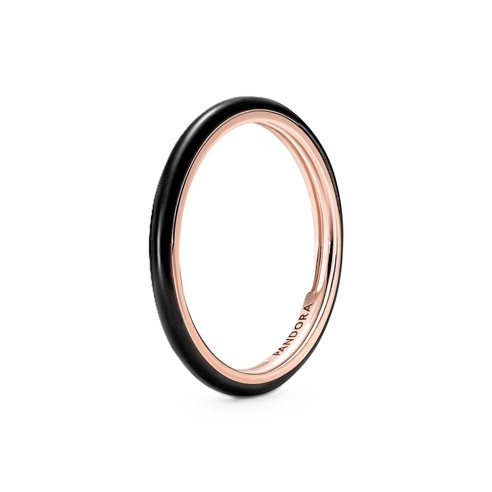 PANDORA JEWELS Mod. BLACK ENAMEL - RING - Size 52