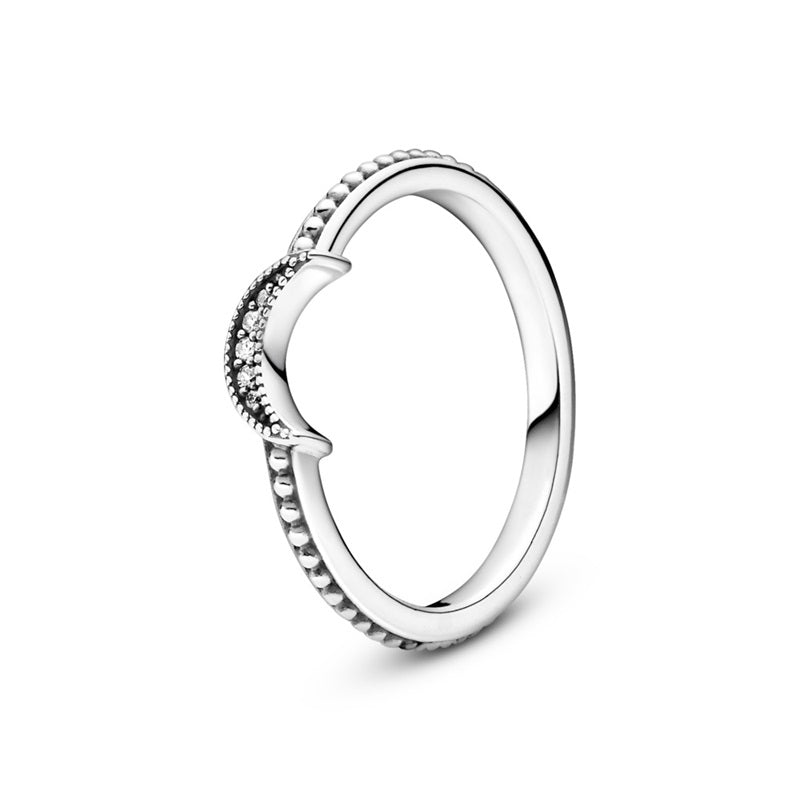 PANDORA JEWELS Mod. CRESCENT MOON BEADED - RING - Size 48
