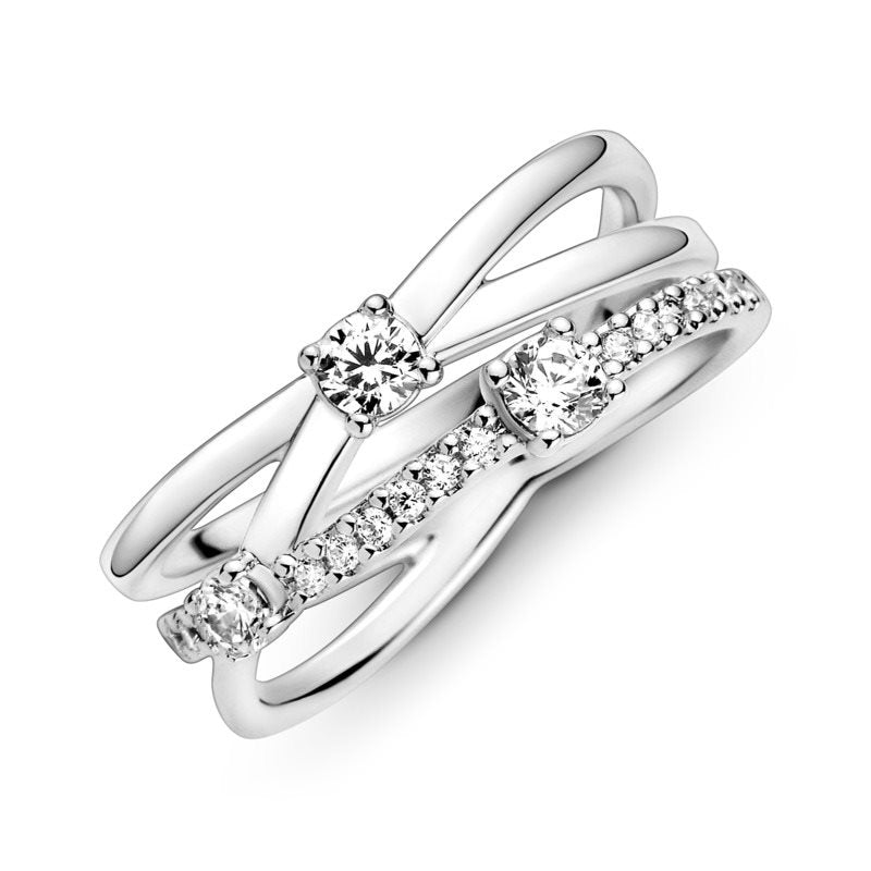 PANDORA JEWELS Mod. SPARKLING TRIPLE BAND - RING - Size 52