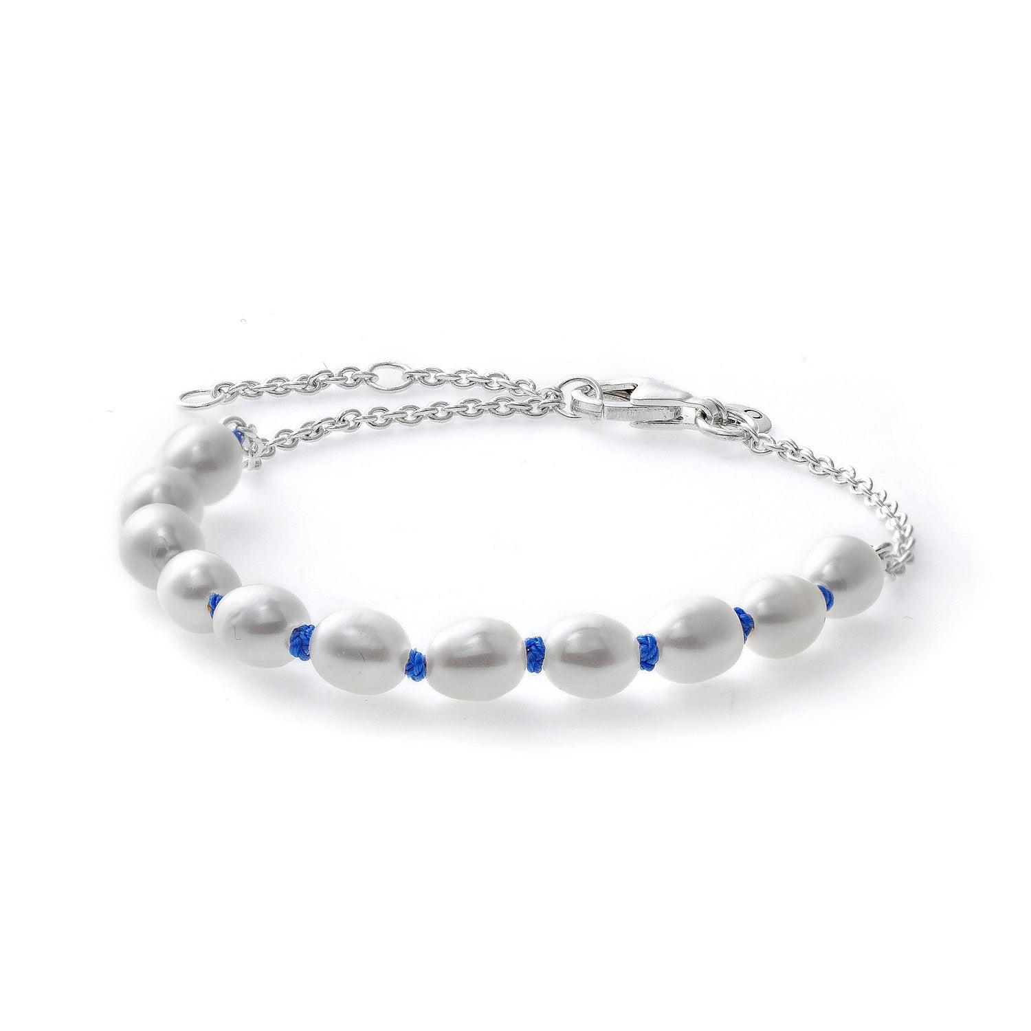 PANDORA JEWELS Mod. TREATED FRESHWATER CULTURED PEARL BLUE CORD - Size 16