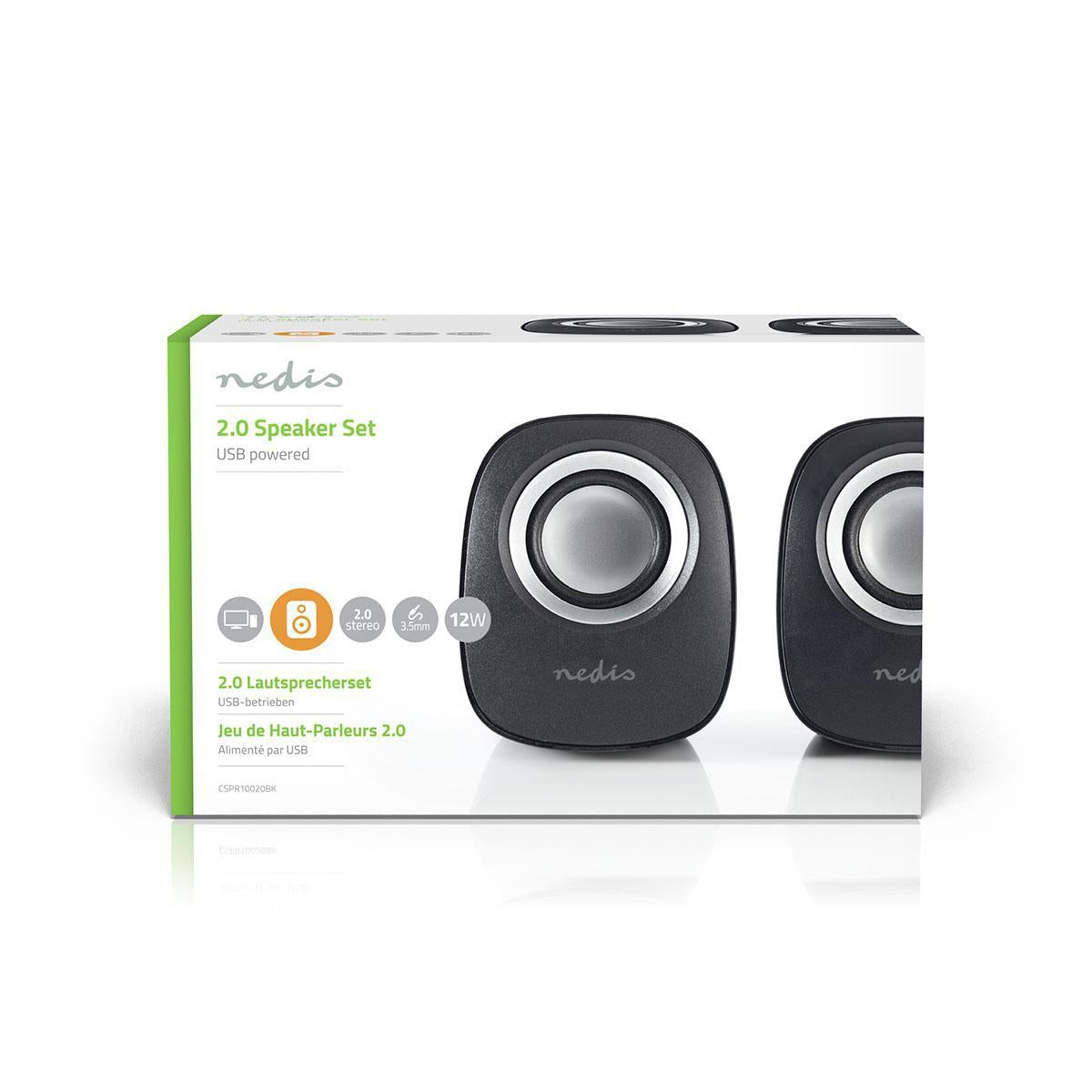PC Speakers | 2.0 | 12 W| 3.5 mm Male | USB Power | Volume control