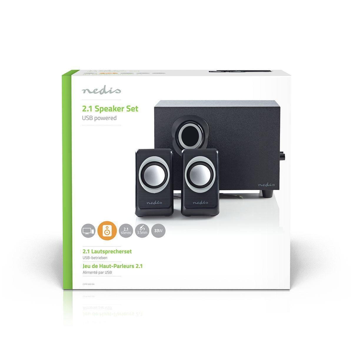 PC Speakers | 2.1 | 33 W| 3.5 mm Male | USB Power | Volume control