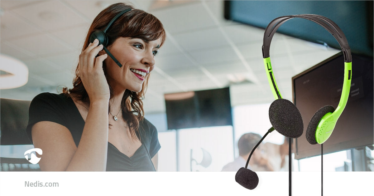 PC headset | On-Ear | Stereo | 2x 3.5mm | Foldable Microphone | Green