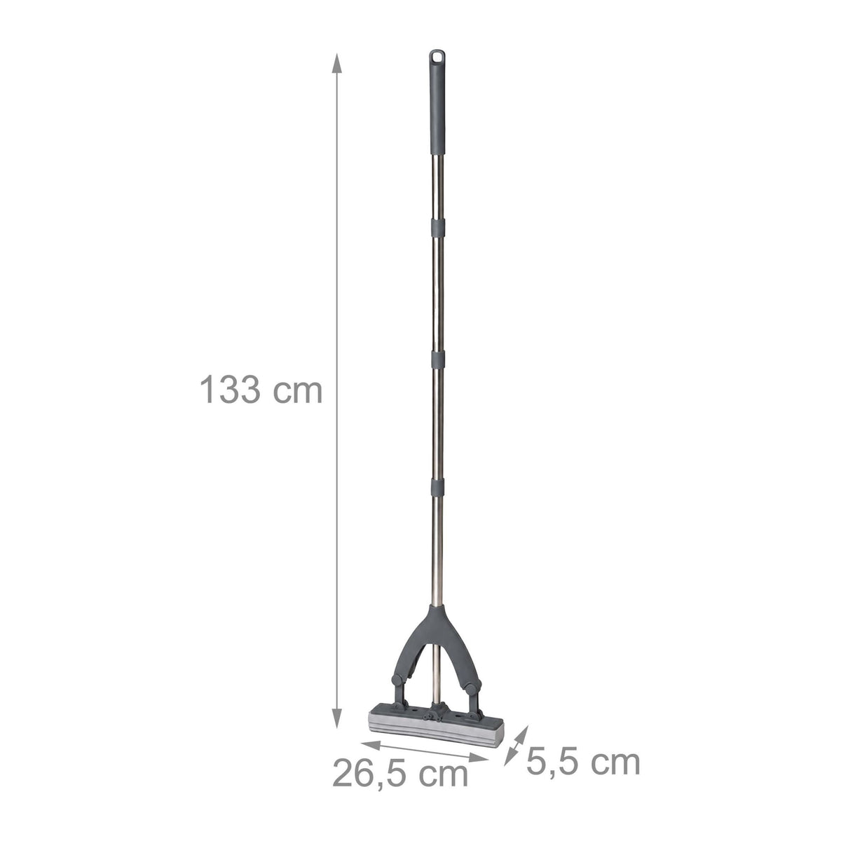 PVA Sponge Mop Set with 3-Chamber Bucket, Stainless Handle