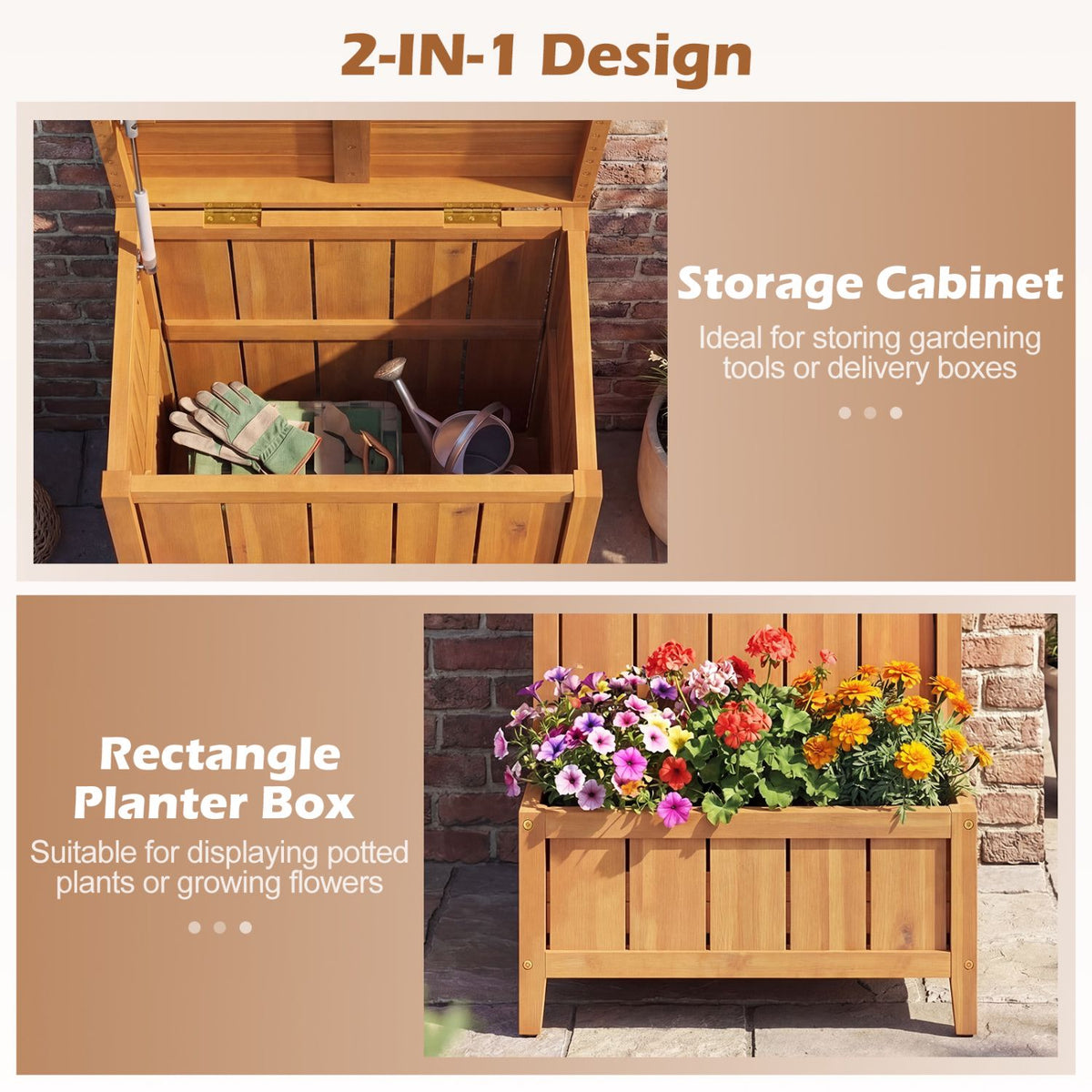 Package Delivery Box With Planter, Acacia Wood Storage
