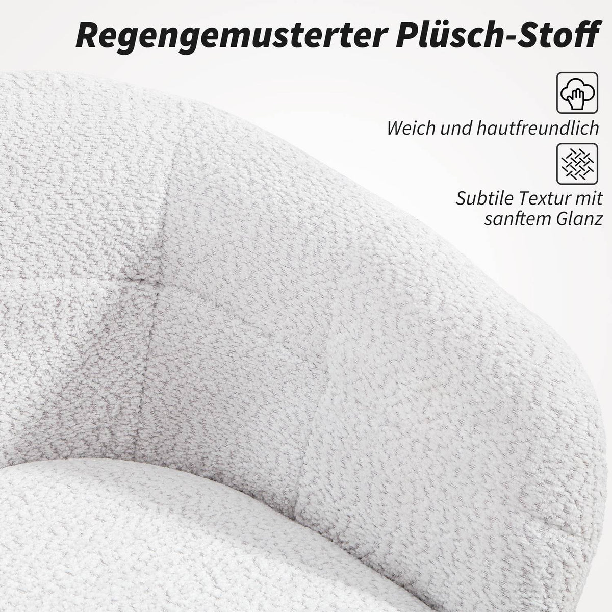 Padded Office Chair, Plush Cover, Tub Design, Cream/Black
