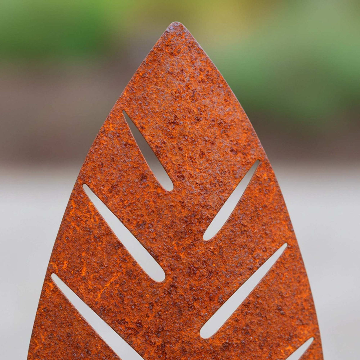 Palm Leaf Garden Stakes Set of 3 – Rust Effect