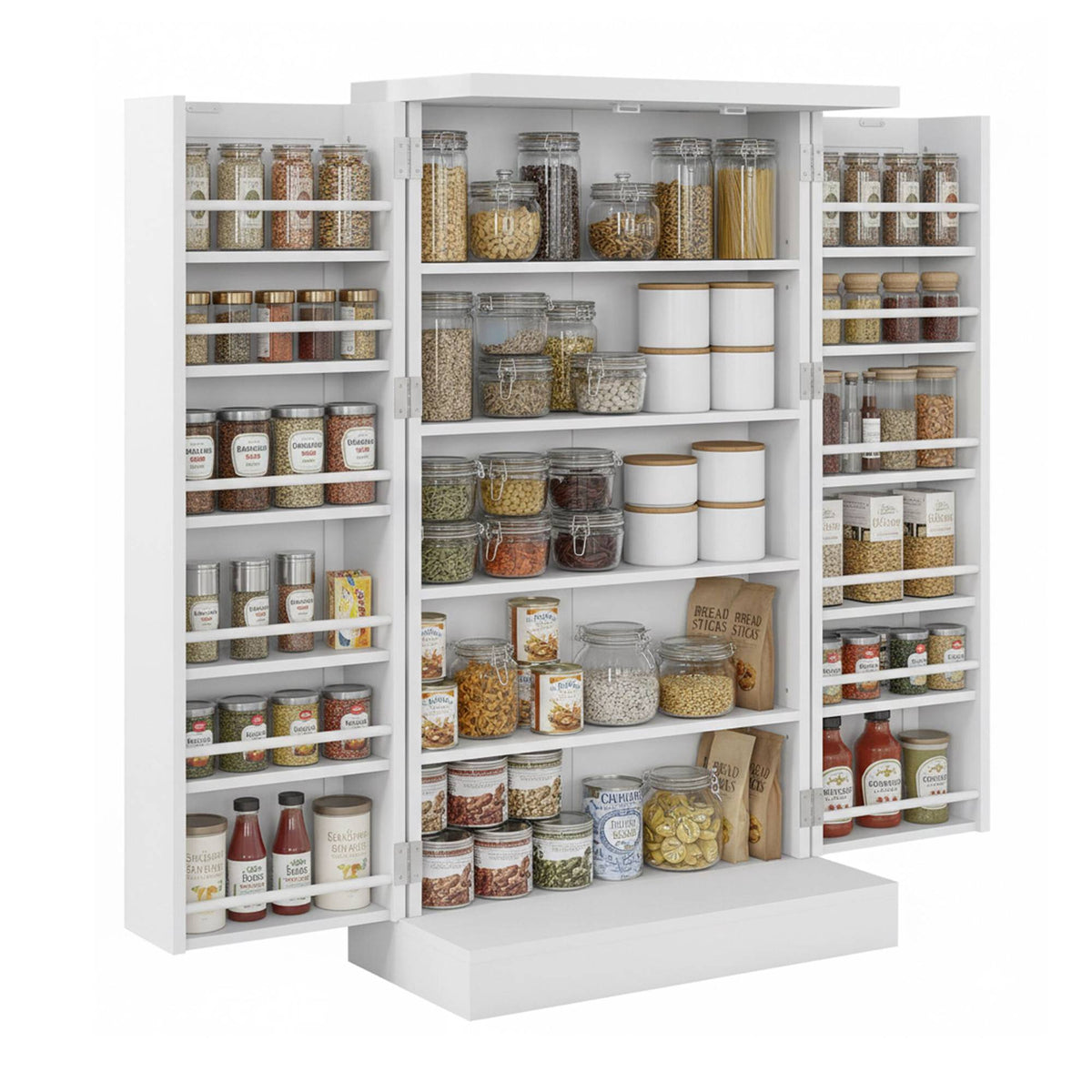 Pantry Cupboard with Adjustable Shelves and Door Rack